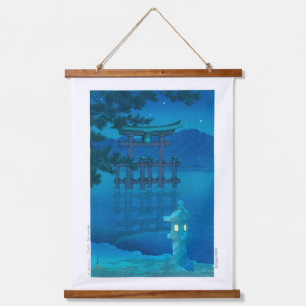 ukiyoe - hasui - No.10 Starry Night (Miyagima) - Wandteppich Mit Holzrahmen