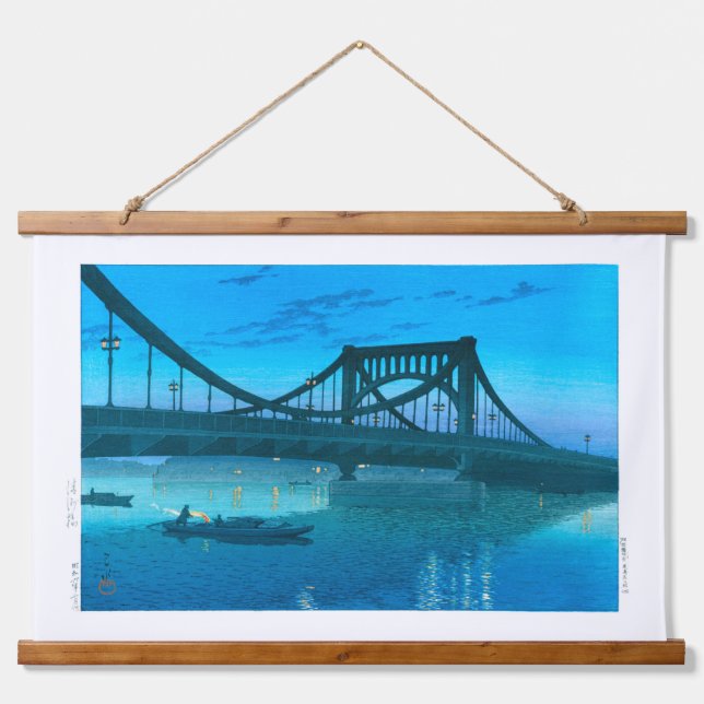 ukiyoe - hasui - No.11 Kiyosu Bridge - Wandteppich Mit Holzrahmen (Vorne)