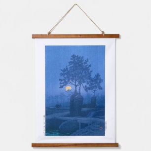 ukiyoe - hasui - Nr.20 Mondnacht bei Gamo - Wandteppich Mit Holzrahmen