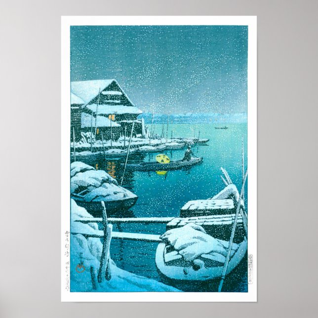 Ukiyoe - Hasui - Nr.27 Schnee bei Mukōjima - Poster (Vorne)