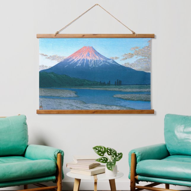 Ukiyoe - Hasui - Nr.30 Der Fuji - Wandteppich Mit Holzrahmen (Wohnzimmer)