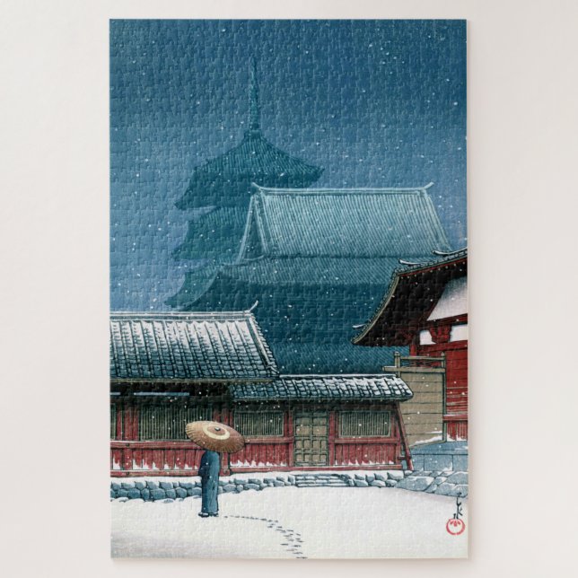 Ukiyoe - Hasui - Nr. 31 Tennoji-Tempel in Osaka - (Vertikal)