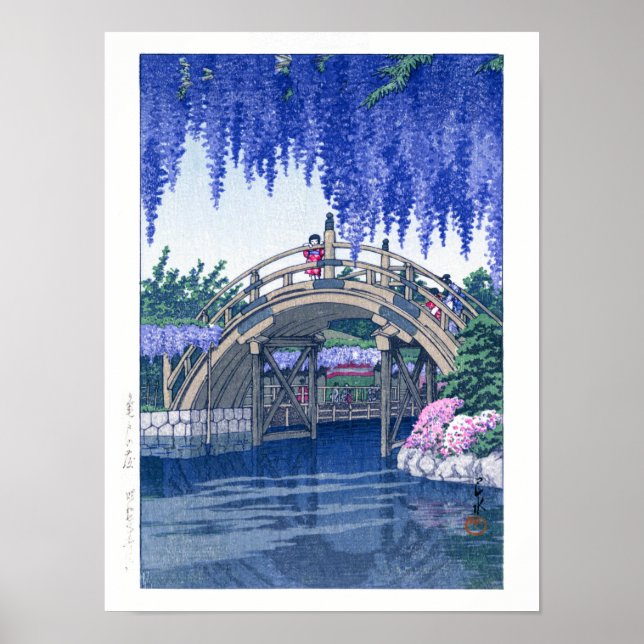 Ukiyoe - Hasui - Nr. 34 Wisteria in Kameido - Poster (Vorne)