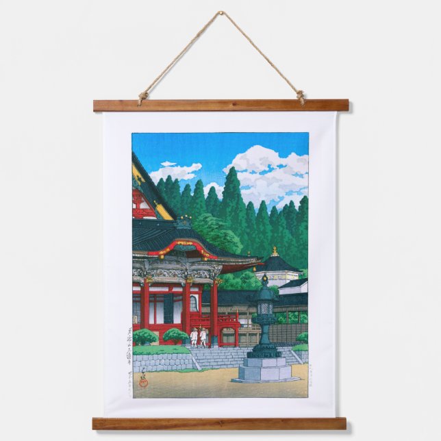 Ukiyoe - Hasui - Nr.36 Kuonji Temple am Berg Minob Wandteppich Mit Holzrahmen (Vorderseite)