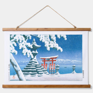 ukiyoe - hasui - Nr.4 Schnee auf Itsukushima - Wandteppich Mit Holzrahmen