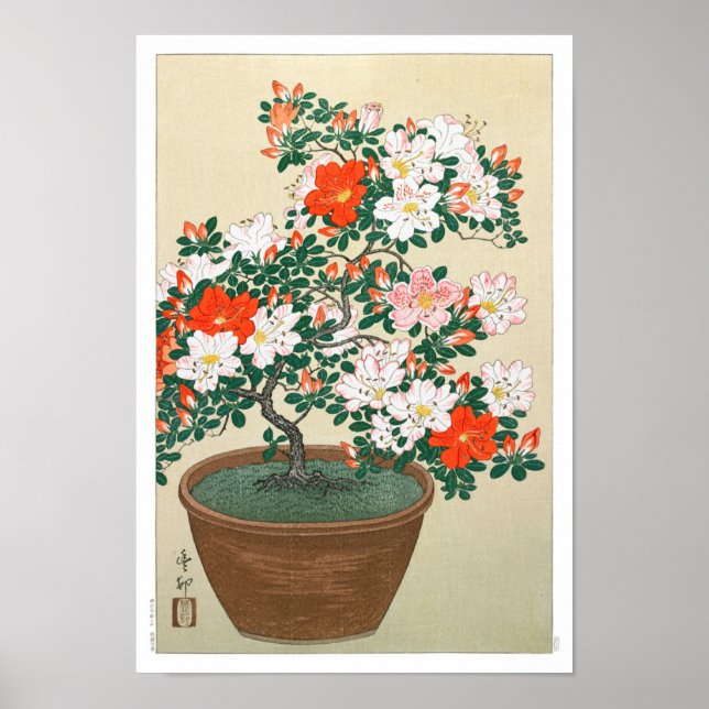 Ukiyoe [Koson] Azalea in Pot (XS) Poster (Vorne)