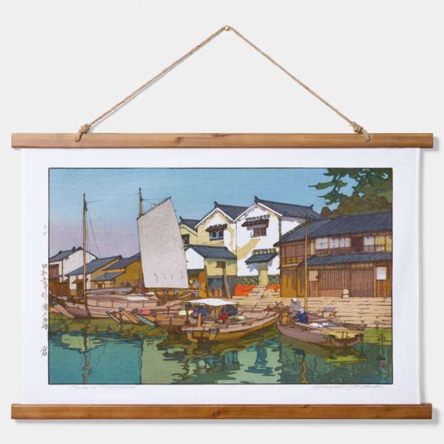 Ukiyoe - Yoshida - 05 - Kura in Tomonoura - Wandteppich Mit Holzrahmen (Vorne)