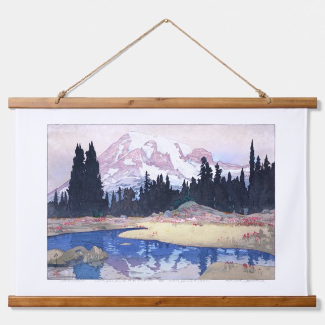 ukiyoe - Yoshida - 07 - Mount Rainier - Wandteppich Mit Holzrahmen (Vorne)