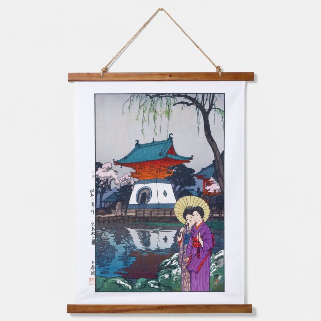 ukiyoe - Yoshida - 13 - Shinobazu Pond - Wandteppich Mit Holzrahmen (Vorderseite)