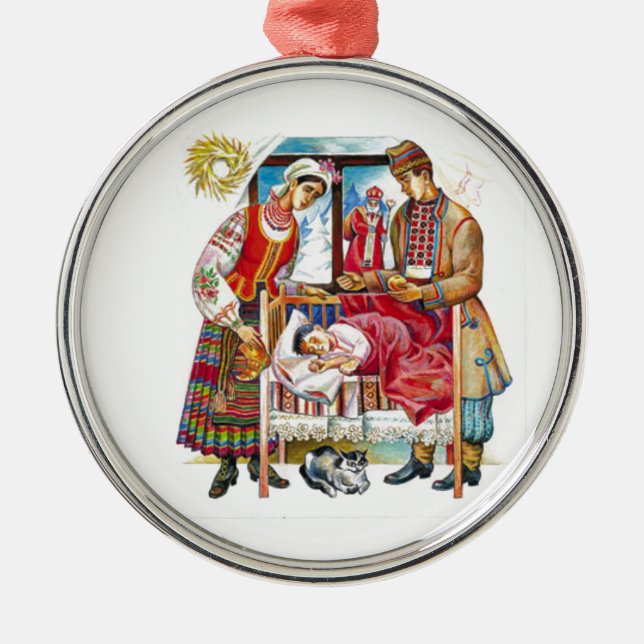 Ukraan Christmas Day Silbernes Ornament (Vorne)