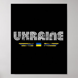 Ukraine 70er 80er Retro-Typ-Flagge Grafik Poster