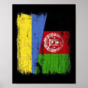 Ukraine Afghanistan Halbflagge Ukrainisch Afghanis Poster