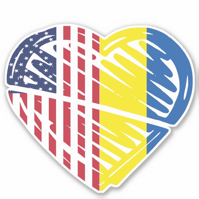 Ukraine American Flag Heart Aufkleber (Vorderseite)
