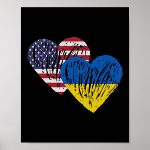 Ukraine Amerikanische Flagge Liebe Herz Poster