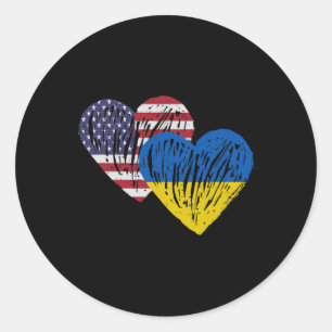 Ukraine Amerikanische Flagge Liebe Herz Runder Aufkleber