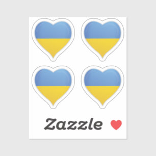 Ukraine amour drapeau fière coeur autocollant