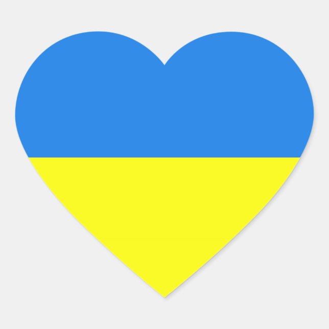 Ukraine - Autocollant cardiaque du drapeau ukraini (Devant)