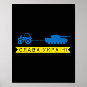 Ukraine-Bauer stiehlt russischem Panzer Traktor-Me Poster