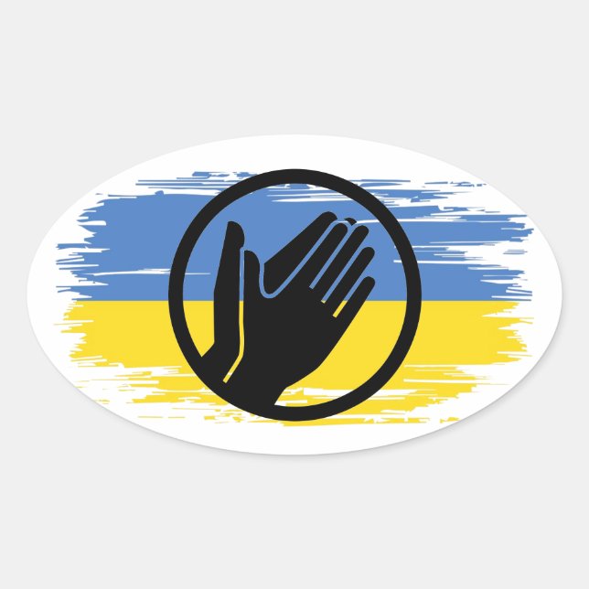 Ukraine betet blaue gelbe Flagge Ovaler Aufkleber (Vorderseite)