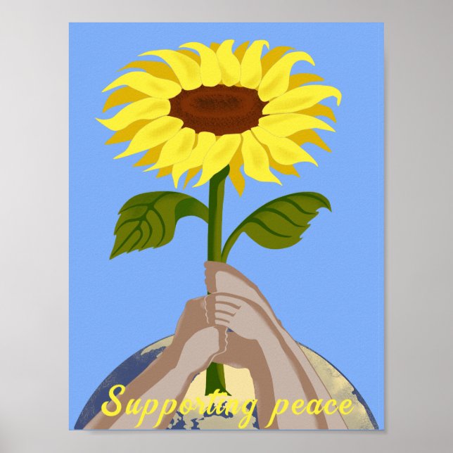 Ukraine "blau gelb" Friedenssonnenblume farbig Poster (Vorne)