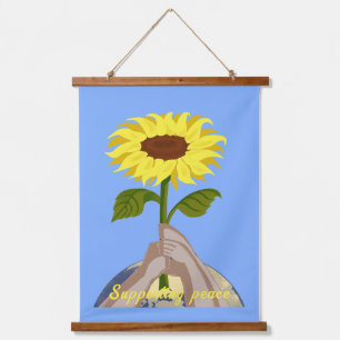 Ukraine "blau gelb" Friedenssonnenblume farbig Wandteppich Mit Holzrahmen
