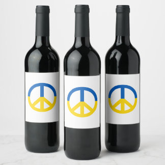 Ukraine Blaue gelbe Fahne Symbol Zeichen Weinetikett