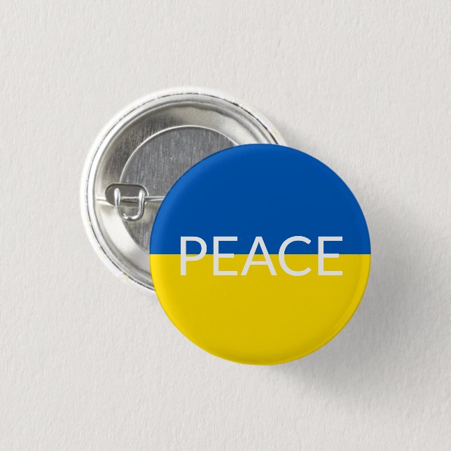 Ukraine - Blaue gelbe Textzeiche Button (Vorne & Hinten)