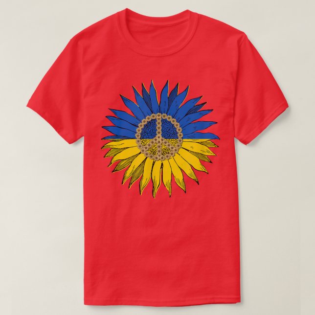 Ukraine Blaugelbe Sonnenblumen unterstützen Friede T-Shirt (Design vorne)