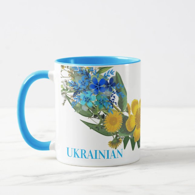 Ukraine Blume des ukrainischen Friedens Hoffnung Tasse (Links)