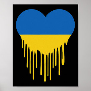 Ukraine blutendes Herz Unterstützung und steht mit Poster