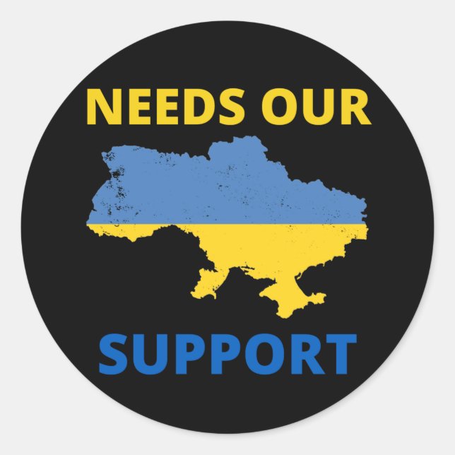 Ukraine braucht unsere Unterstützung Runder Aufkleber (Vorderseite)