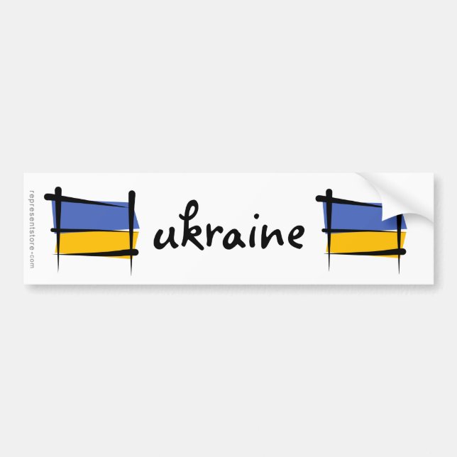 Ukraine-Bürsten-Flagge Autoaufkleber (Vorne)