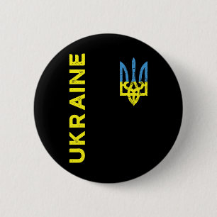 Ukraine Dreizack Wappen Emblem Ukrainische Flagge Button