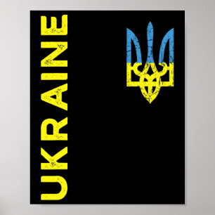 Ukraine Dreizack Wappen Emblem Ukrainische Flagge Poster