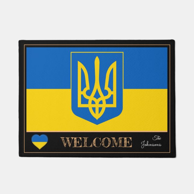 Ukraine Emblem, ukrainische Flaggenmatten /Sport W Fußmatte (Vorderseite)