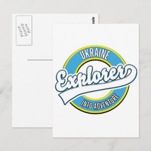 Ukraine Entdecker in Abenteuer Logo. Postkarte