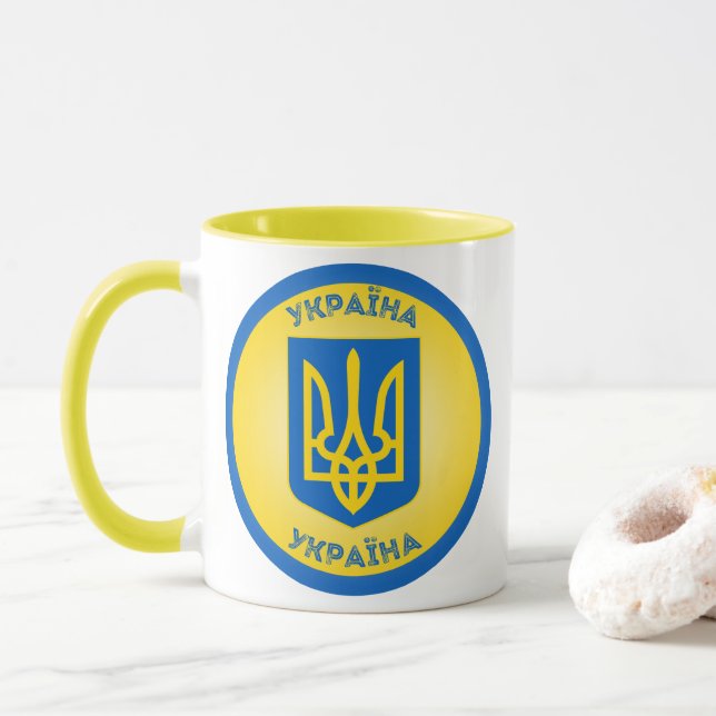 Ukraine-Erbe-Emblem Tasse (Mit Donut)