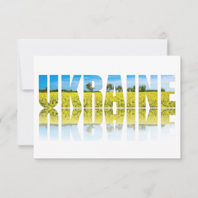 Ukraine-Etikett mit blauem Himmel und gelbem Feld (Vorderseite)