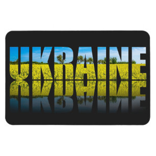 Ukraine-Etikett mit blauem Himmel und gelbem Feld Magnet