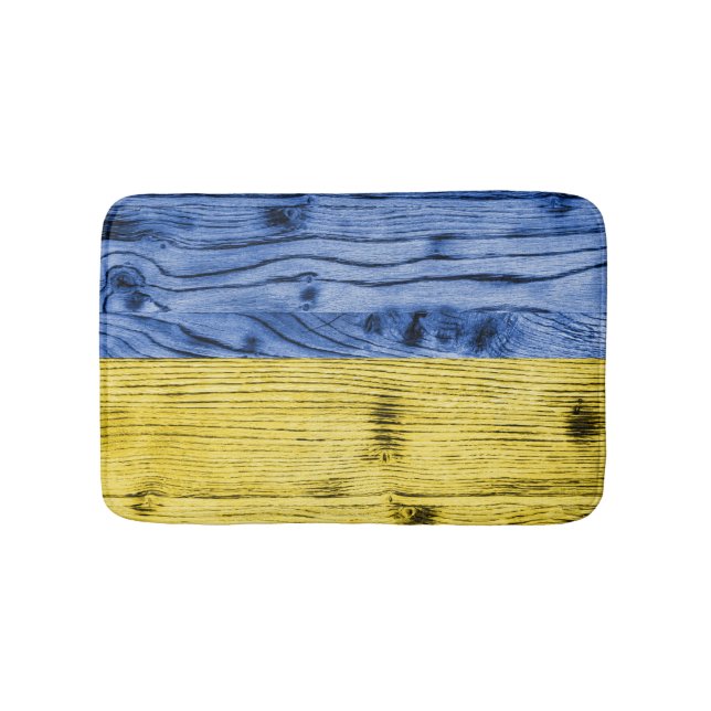 Ukraine-Fahne gelbe Holzstruktur Badematte (Vorderseite)