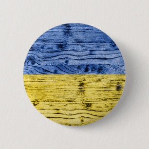 Ukraine-Fahne gelbe Holzstruktur Button