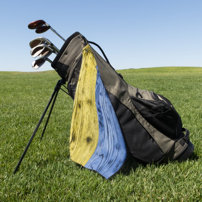 Ukraine-Fahne gelbe Holzstruktur Golfhandtuch (Gras)
