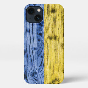 Ukraine-Fahne gelbe Holzstruktur iPhone Hülle