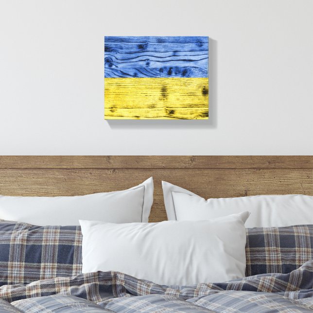 Ukraine-Fahne gelbe Holzstruktur Leinwanddruck (Insitu (Schlafzimmer))