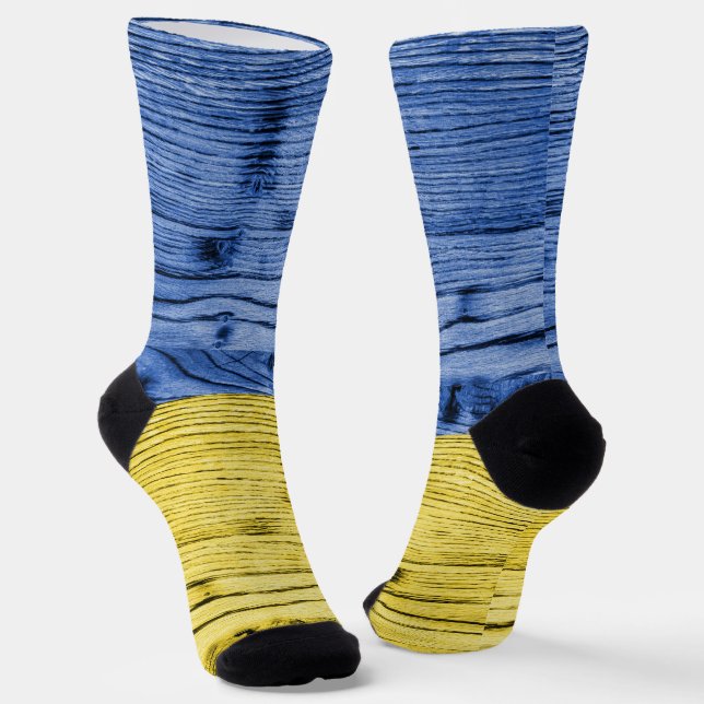 Ukraine-Fahne gelbe Holzstruktur Socken (Gewinkelt)