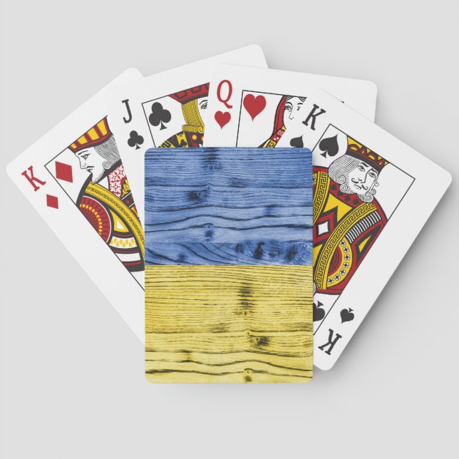 Ukraine-Fahne gelbe Holzstruktur Spielkarten (Rückseite)