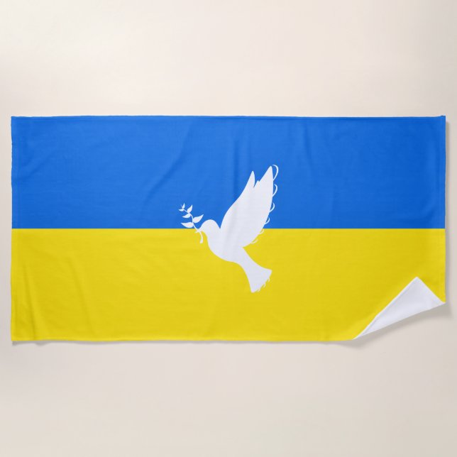 Ukraine Flag Beach Towel Dove of Peace - Freiheit Strandtuch (Vorderseite)