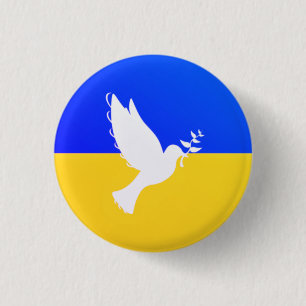Ukraine Flag Button Dove of Peace - Freedom