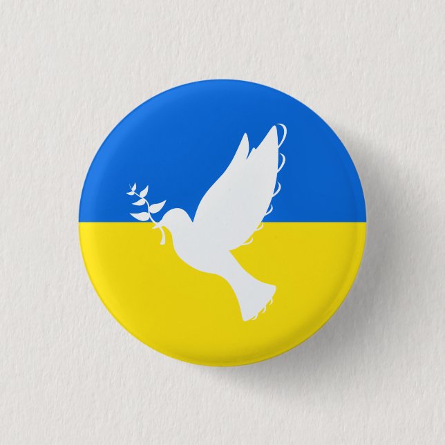 Ukraine Flag Button Dove of Peace Freedom Support (Vorderseite)