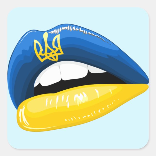 Ukraine Flag Farben Lipstick Quadratischer Aufkleber (Vorderseite)